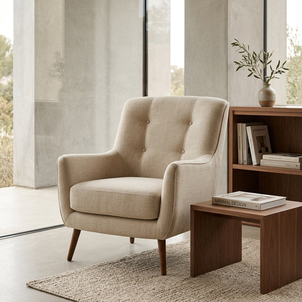 Sillón Bosco - Rosa Morada, Diseño Ergonómico - Ambientada en Rincón de Lectura con Librero | LEMICH Muebles de Lujo Ocotlán