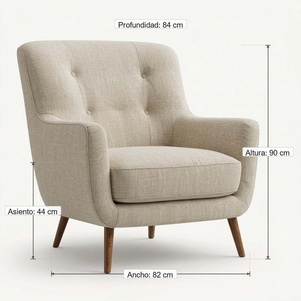 Sillón Bosco - Rosa Morada, Diseño Ergonómico - Guía de Medidas y Proporciones en Centímetros | LEMICH Muebles de Lujo Ocotlán