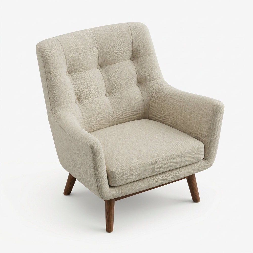 Sillón Confortalia Pino · Lujo y Confort - Vista Ángulo Superior Elevado Fondo Blanco | LEMICH Muebles de Lujo Ocotlán