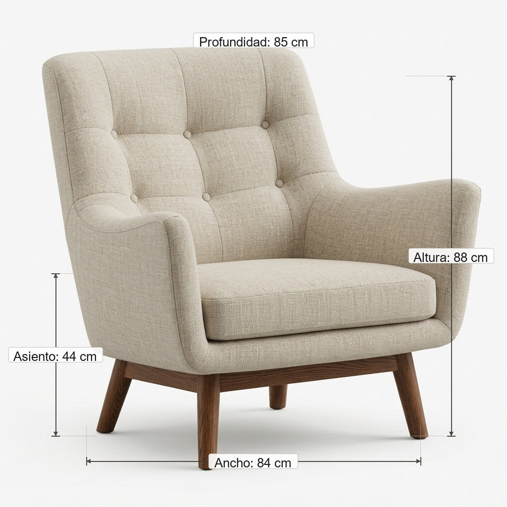 Sillón Confortalia Pino · Lujo y Confort - Guía de Medidas y Proporciones en Centímetros | LEMICH Muebles de Lujo Ocotlán