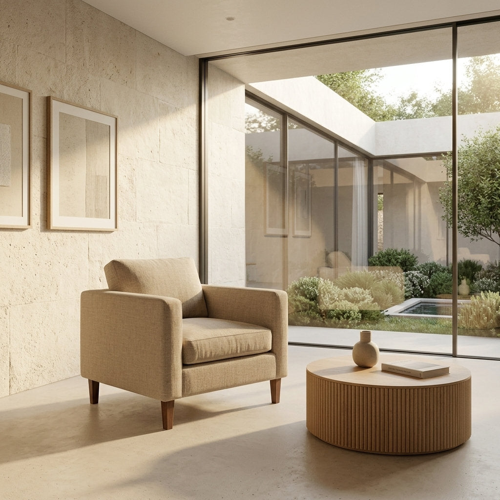 Sillón Eleganza | Madera Exótica | Confort de Lujo - Ambientada en Salón Contemporáneo de Autor | LEMICH Muebles de Lujo Ocotlán