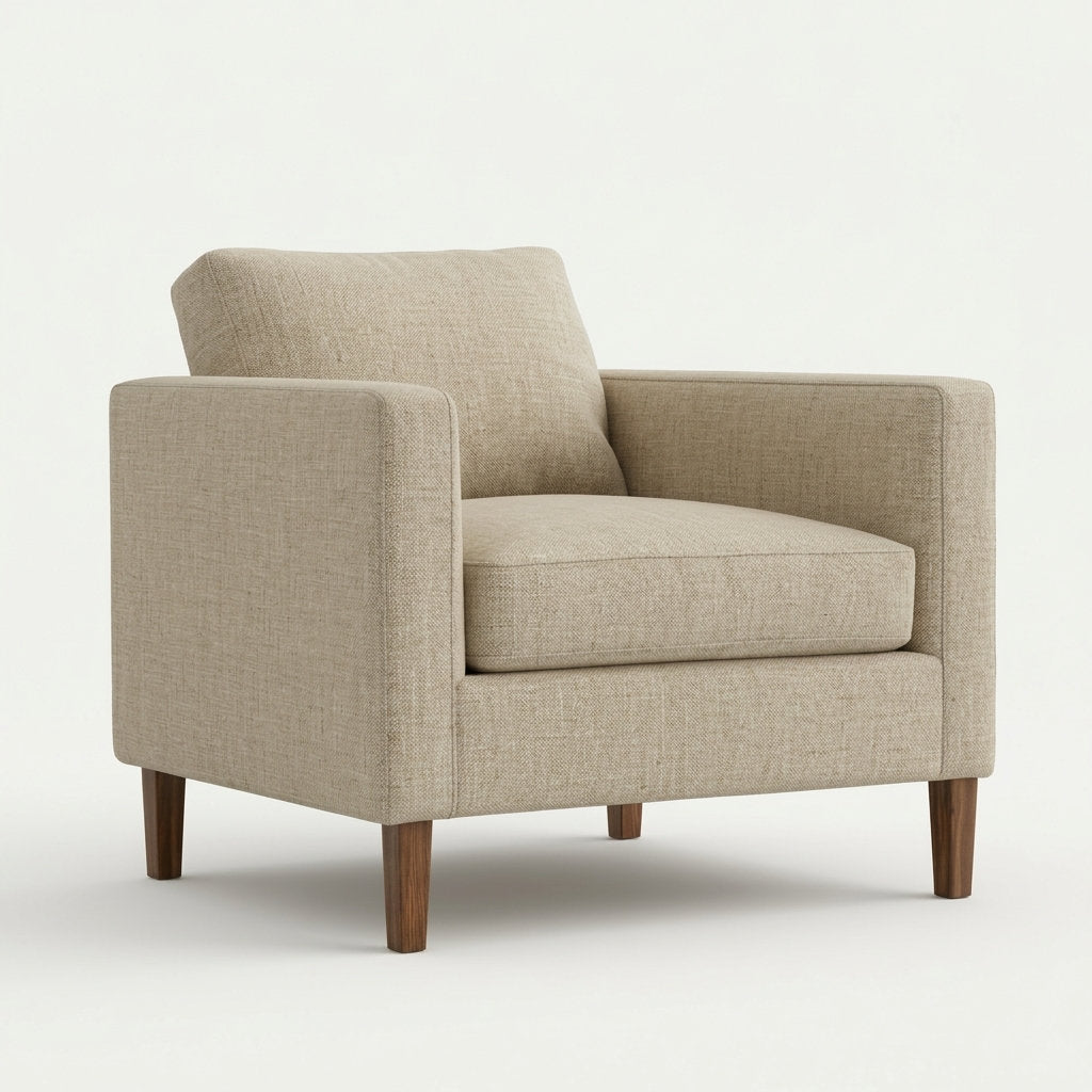 Sillón Eleganza | Madera Exótica | Confort de Lujo - Vista Ángulo Tres Cuartos Opuesto Fondo Blanco | LEMICH Muebles de Lujo Ocotlán