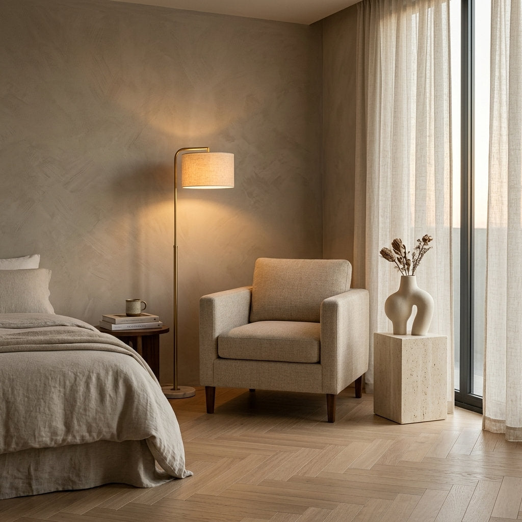 Sillón Eleganza | Madera Exótica | Confort de Lujo - Ambientada en Suite Principal Serene | LEMICH Muebles de Lujo Ocotlán