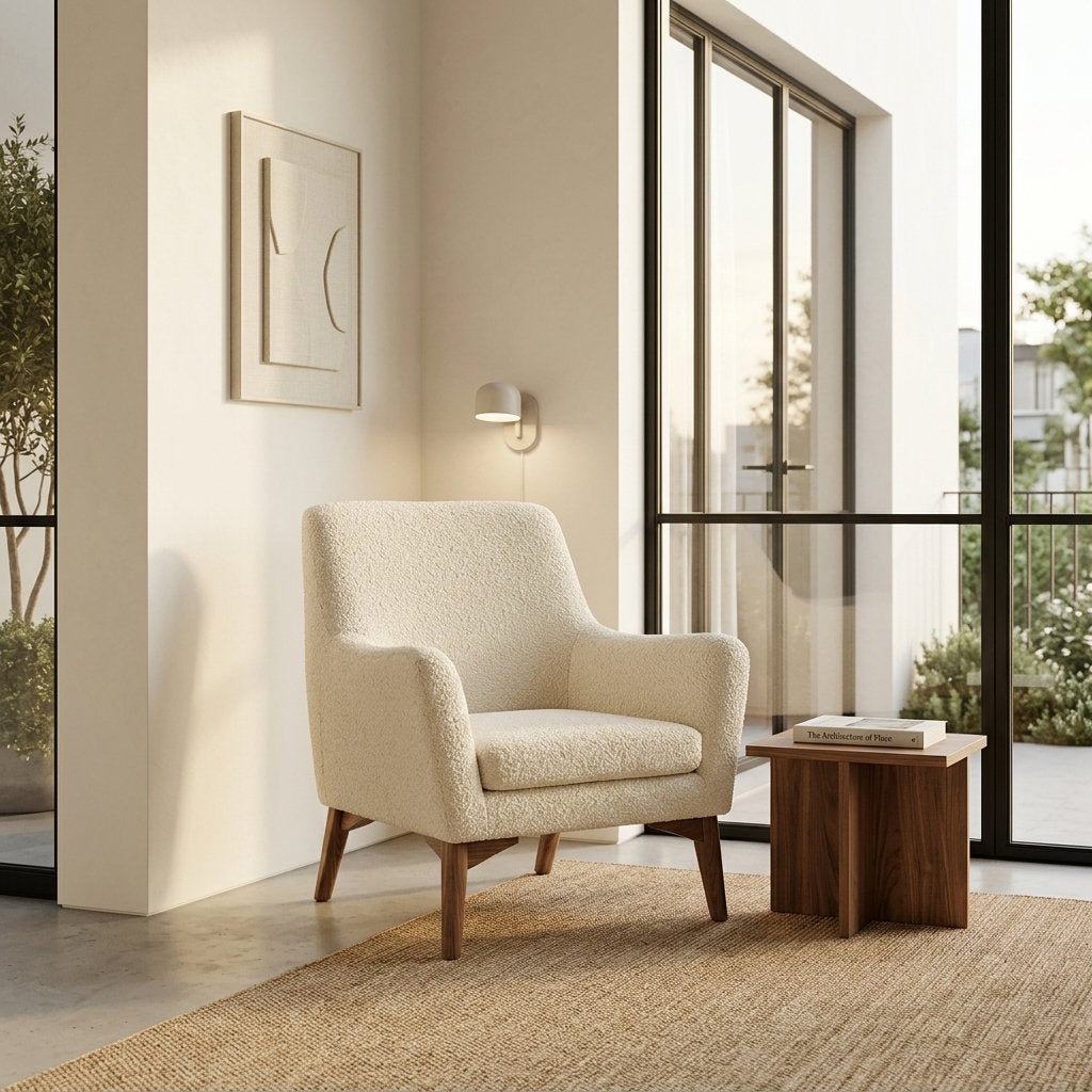 Sillón Pino Elegante · Confort Premium - Ambientada en Rincón de Lectura con Librero | LEMICH Muebles de Lujo Ocotlán