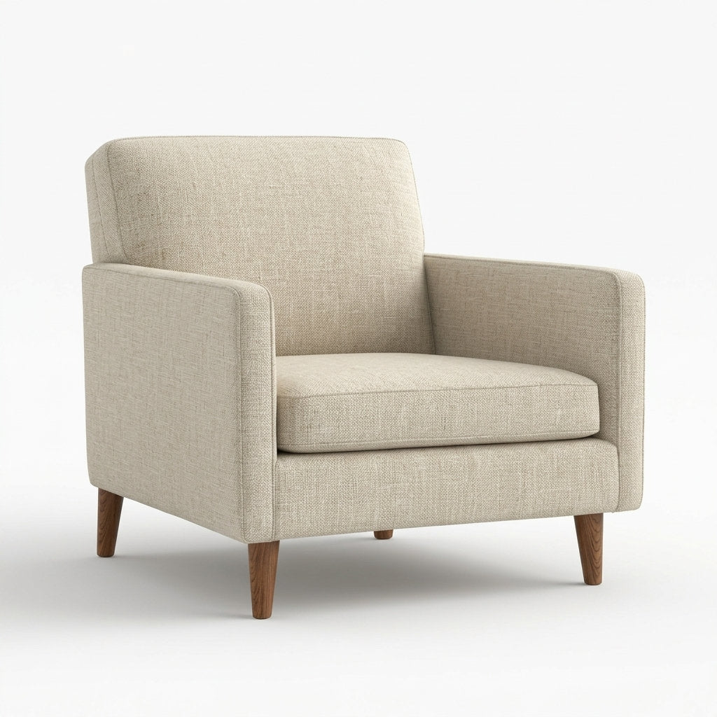 Sillón Rilasso · Madera y Tela · Elegancia Casual - Vista Principal 3/4 Fondo Blanco | LEMICH Muebles de Lujo Ocotlán