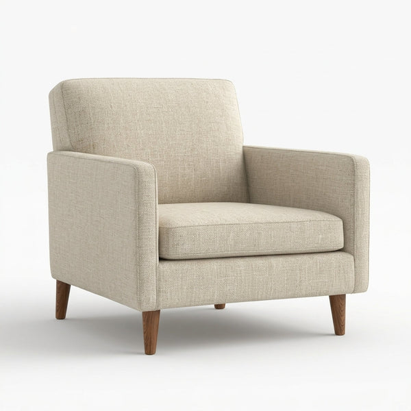 Sillón Rilasso · Madera y Tela · Elegancia Casual - Vista Principal 3/4 Fondo Blanco | LEMICH Muebles de Lujo Ocotlán
