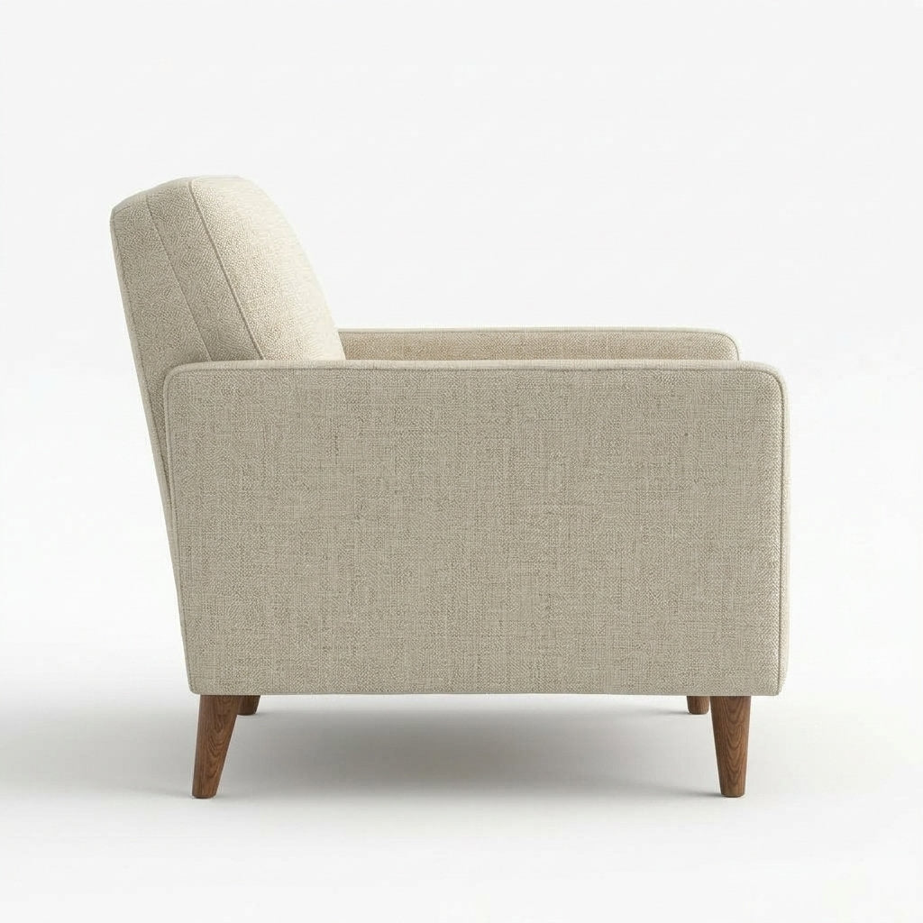 Sillón Rilasso · Madera y Tela · Elegancia Casual - Vista Lateral de Perfil 90° Fondo Blanco | LEMICH Muebles de Lujo Ocotlán