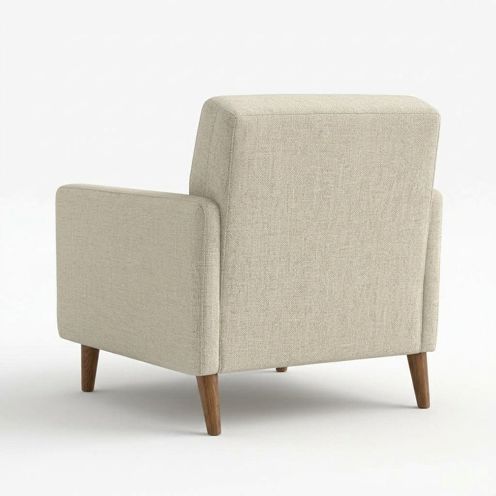 Sillón Rilasso · Madera y Tela · Elegancia Casual - Vista Posterior y Ensamble Trasero Fondo Blanco | LEMICH Muebles de Lujo Ocotlán