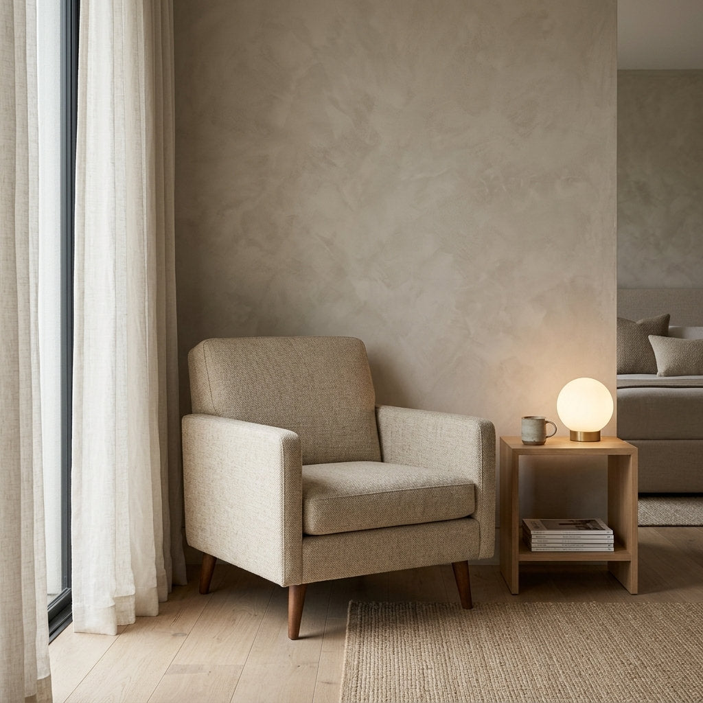Sillón Rilasso · Madera y Tela · Elegancia Casual - Ambientada en Suite Principal Serene | LEMICH Muebles de Lujo Ocotlán