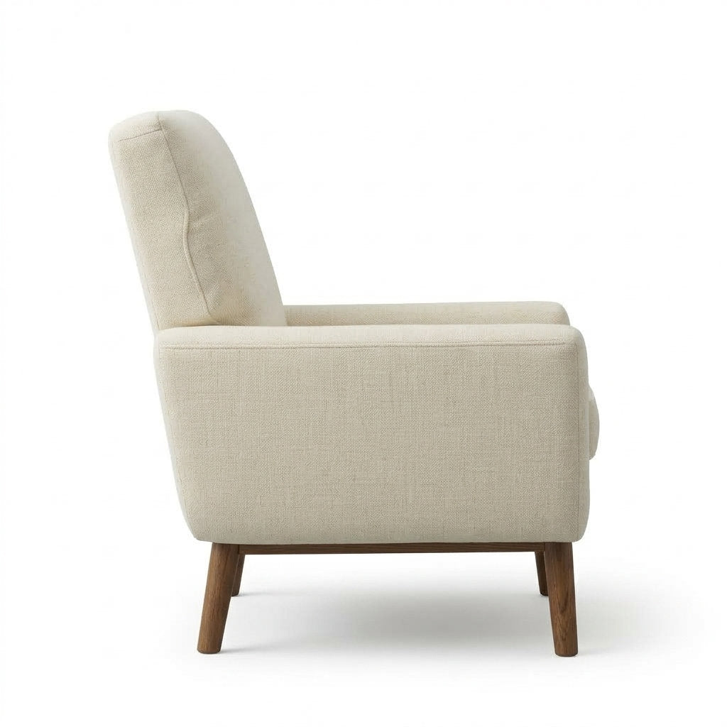Sillón Tranquillità · Pino Minimalista: Tu Refugio Cómodo - Vista Lateral de Perfil 90° Fondo Blanco | LEMICH Muebles de Lujo Ocotlán