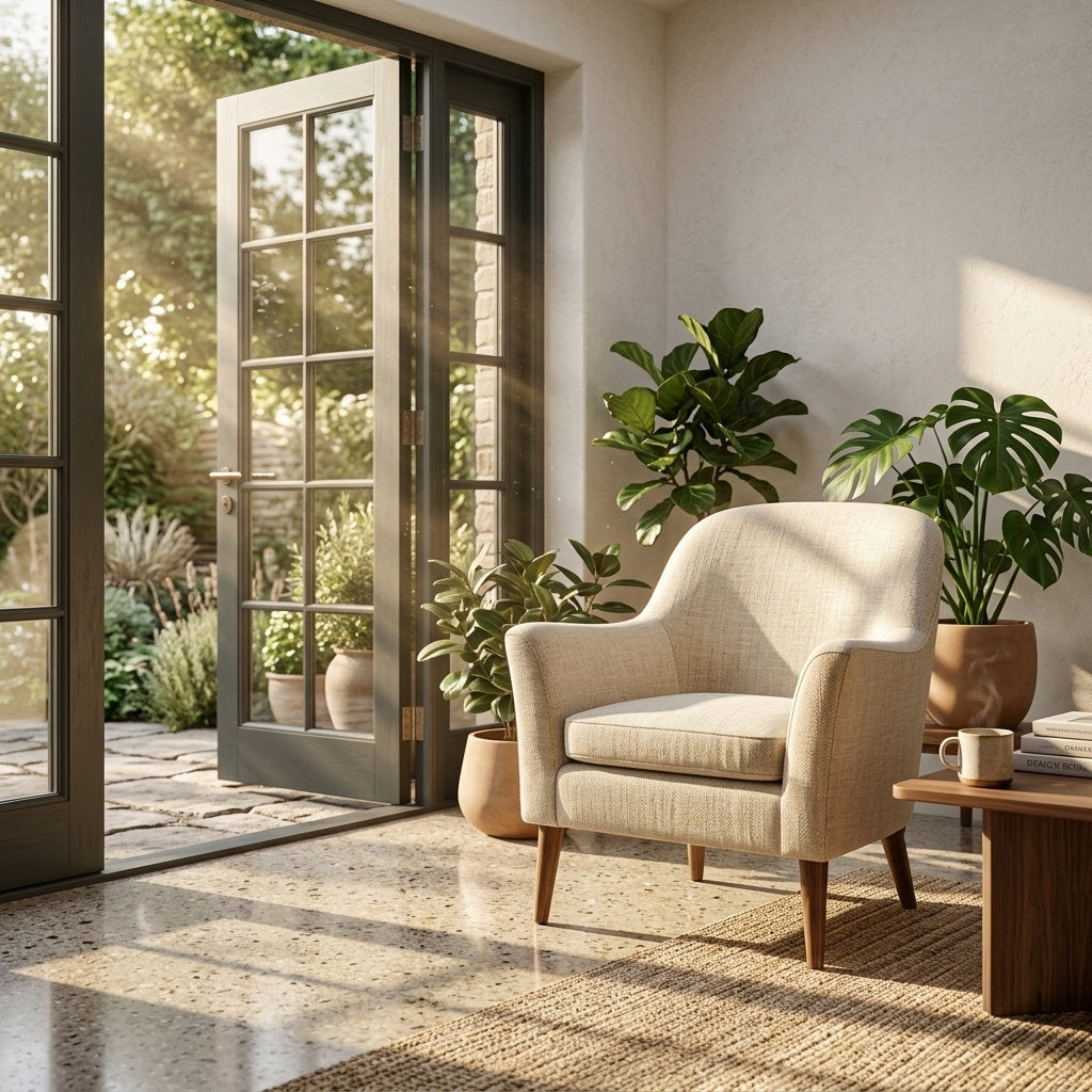 Sillón Velluto Terciopelo · Confort Premium - Ambientada con Luz Natural Matutina | LEMICH Muebles de Lujo Ocotlán