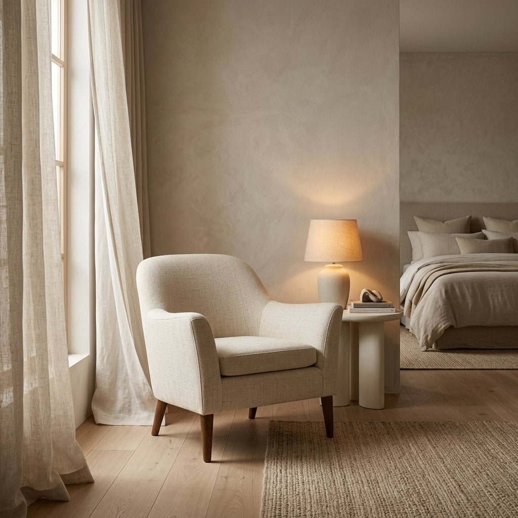 Sillón Velluto Terciopelo · Confort Premium - Ambientada en Suite Principal Serene | LEMICH Muebles de Lujo Ocotlán