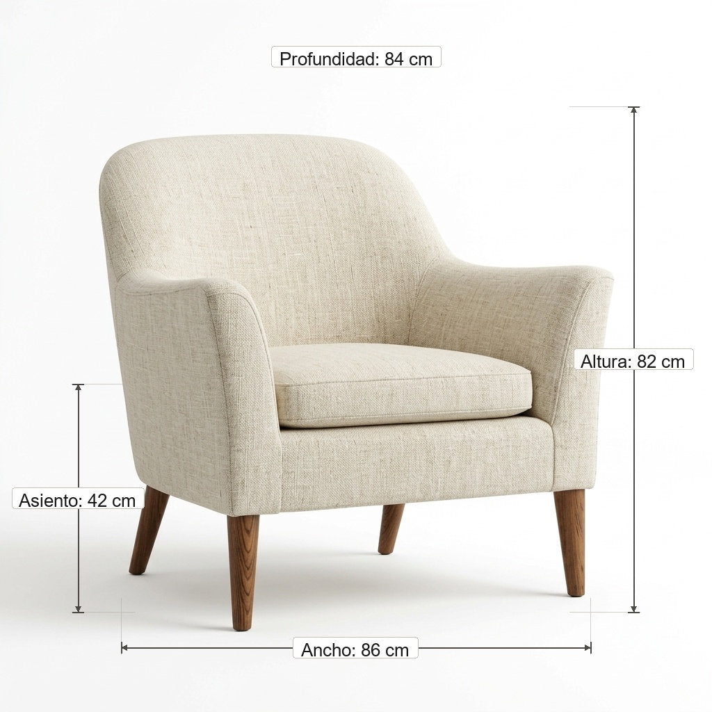 Sillón Velluto Terciopelo · Confort Premium - Guía de Medidas y Proporciones en Centímetros | LEMICH Muebles de Lujo Ocotlán