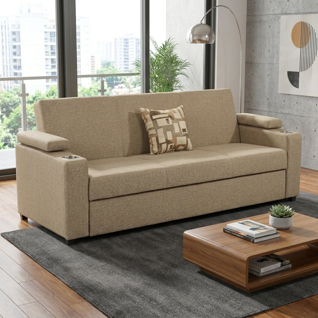 Sofá Cama Divano Verona con Portavasos Integrados - Ambientada Editorial - Espacio Residencial | LEMICH Muebles de Lujo