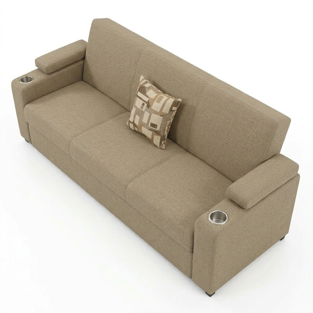 Sofá Cama Divano Verona con Portavasos Integrados - Detalle y Acabados de Alta Gama | LEMICH Muebles de Lujo