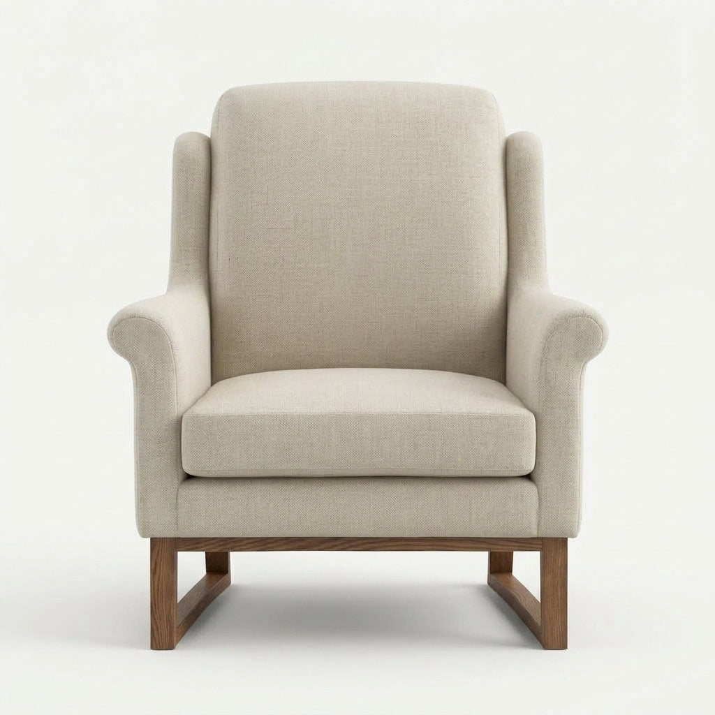 Tapicería Pino Ristretto · Sillón Diseño Elegante - Vista Frontal Directa Fondo Blanco | LEMICH Muebles de Lujo Ocotlán