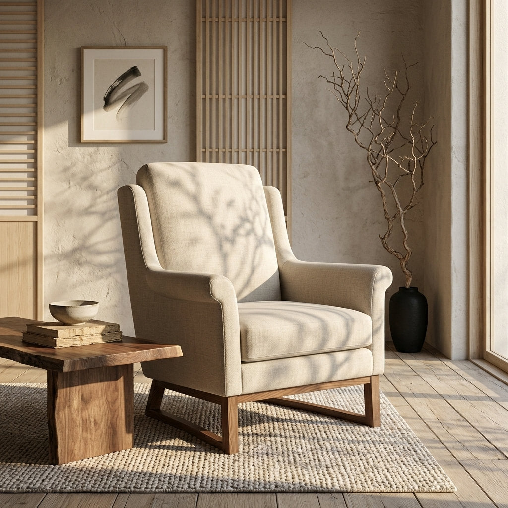 Tapicería Pino Ristretto · Sillón Diseño Elegante - Ambientada con Luz Natural Matutina | LEMICH Muebles de Lujo Ocotlán