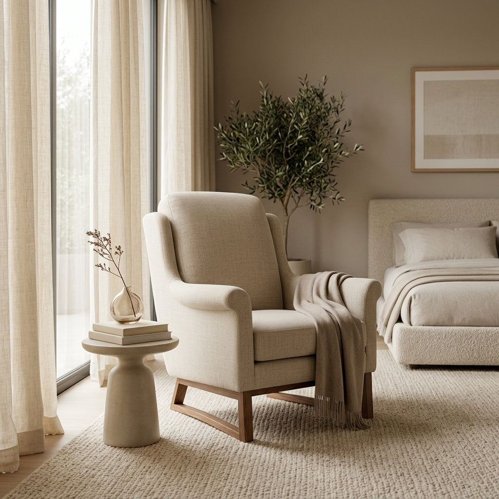 Tapicería Pino Ristretto · Sillón Diseño Elegante - Ambientada en Suite Principal Serene | LEMICH Muebles de Lujo Ocotlán