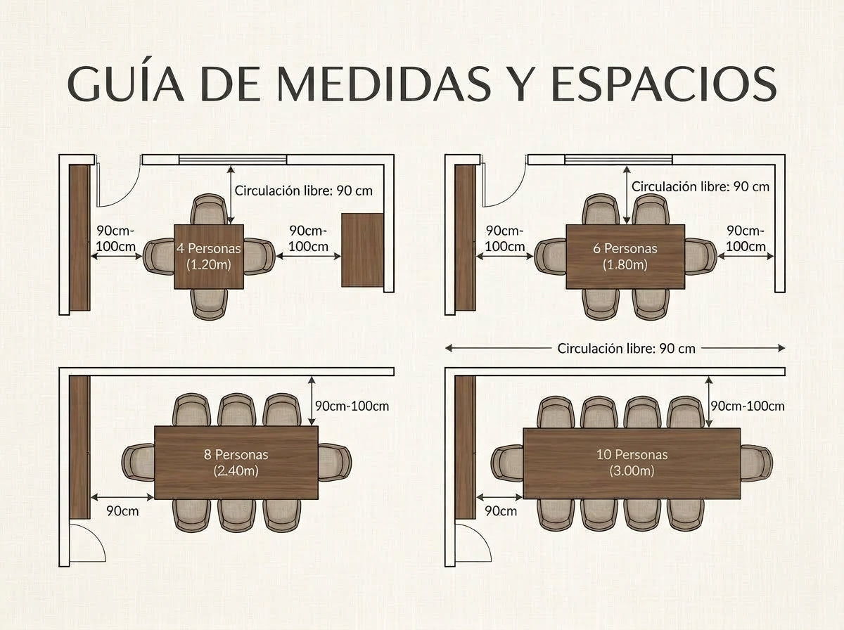 Guía de Medidas y Espacios para Comedores Lemich