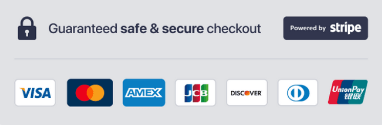 Secure checkout with various credit card icons